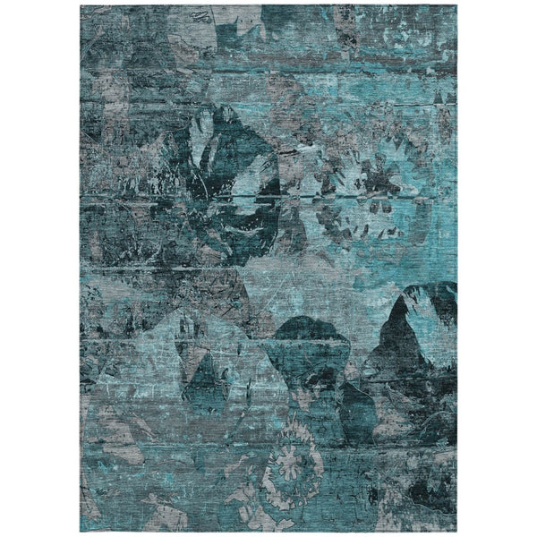 HomeRoots 5' Vibrant Blue Floral Washable Area Rug for Indoor & Outdoor Spaces - Durable, Stylish & Easy Care 9' X 12' 562801