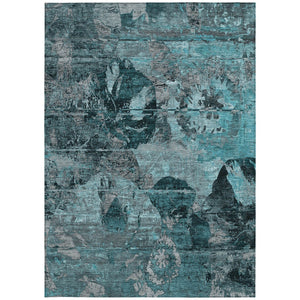 Homeroots 2' Indoor Outdoor Blue Abstract Washable Runner Rug - Stylish, Stain Resistant, And Soft Texture 10' X 14' Polyester 562802
