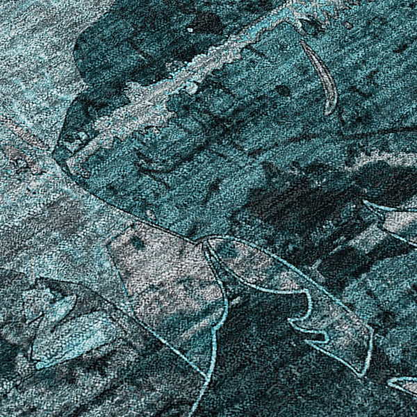 Homeroots 2' Indoor Outdoor Blue Abstract Washable Runner Rug - Stylish, Stain Resistant, And Soft Texture 10' X 14' Polyester 562802