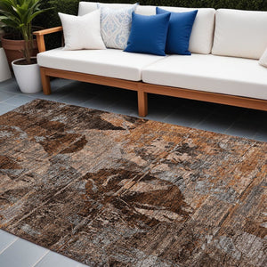 Homeroots 2' Indoor Outdoor Blue Abstract Washable Runner Rug - Stylish, Stain Resistant, And Soft Texture 8' X 10' Polyester 562809