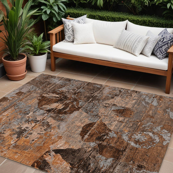 Homeroots 2' Indoor Outdoor Blue Abstract Washable Runner Rug - Stylish, Stain Resistant, And Soft Texture 10' X 14' Polyester 562811