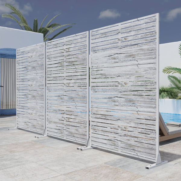 HomeRoots 72" White Steel Three-Panel Room Divider - Modern, Lightweight Privacy Screen for Any Space 562812