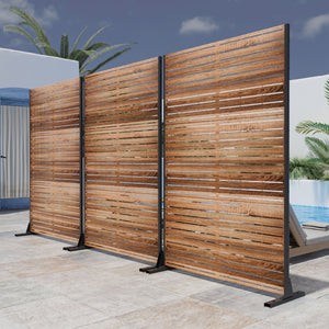 HomeRoots 72" Natural Steel Three-Panel Room Divider - Versatile Folding Screen for Style, Privacy & Light Flow 562813