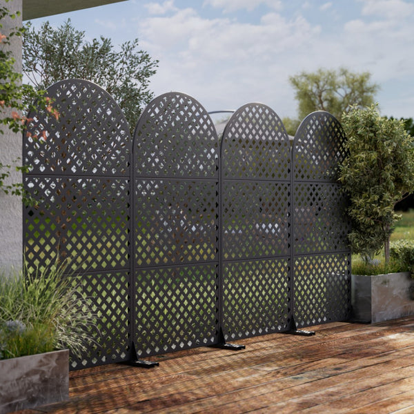 HomeRoots 72" Black Steel Three-Panel Room Divider Screen - Stylish, Durable Privacy Solution for Modern Spaces 562816