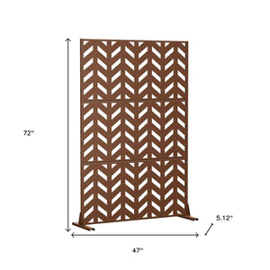 HomeRoots 72" Brown Steel Three Panel Screen Divider - Stylish Privacy, Durable Design, Versatile Layout Options 562817