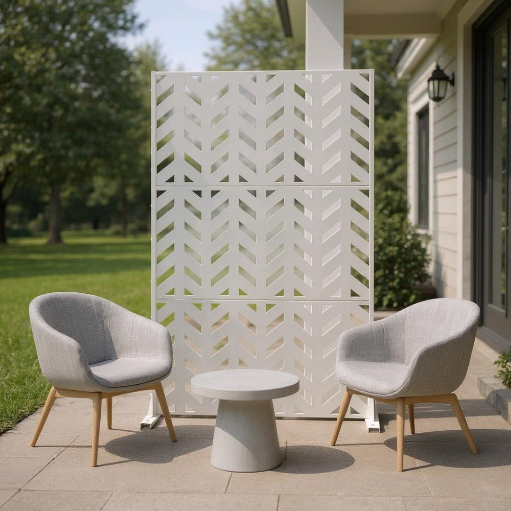 HomeRoots 72" Modern White Steel Three Panel Room Divider - Stylish Privacy Screen for Homes & Offices 562818