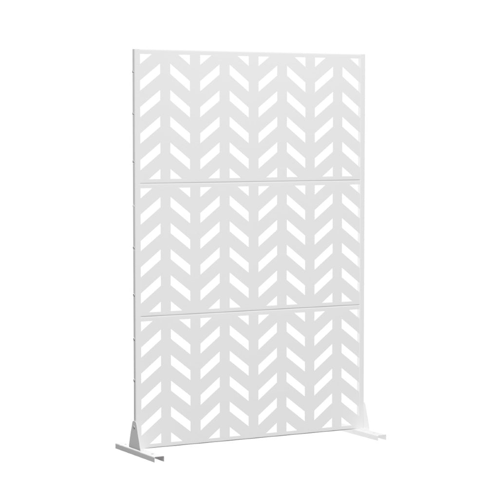 HomeRoots 72" Modern White Steel Three Panel Room Divider - Stylish Privacy Screen for Homes & Offices 562818