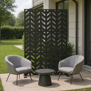 HomeRoots 72" Black Steel Three-Panel Room Divider - Modern Industrial Screen for Stylish Space Separation & Privacy 562819