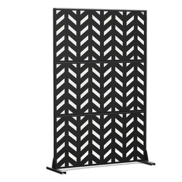 HomeRoots 72" Black Steel Three-Panel Room Divider - Modern Industrial Screen for Stylish Space Separation & Privacy 562819