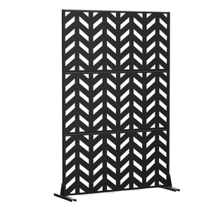 HomeRoots 72" Black Steel Three-Panel Room Divider - Modern Industrial Screen for Stylish Space Separation & Privacy 562819