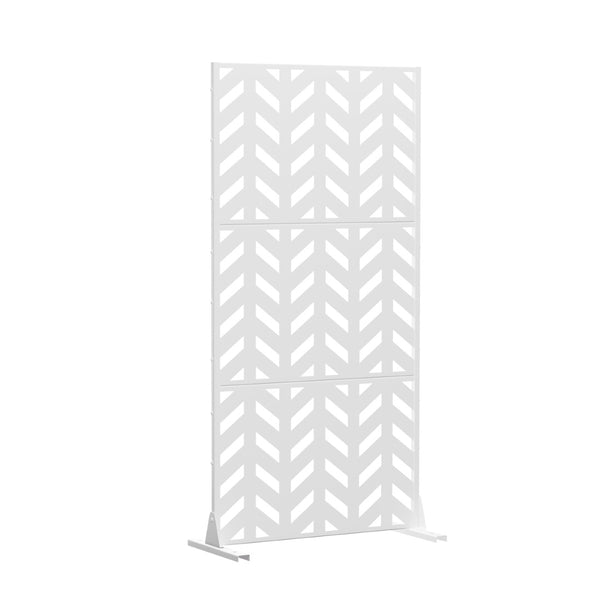 HomeRoots 72" White Steel Three-Panel Room Divider - Modern Privacy Screen for Stylish Space Separation & Decor 562820