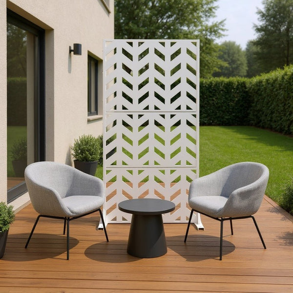 HomeRoots 72" White Steel Three-Panel Room Divider - Modern Privacy Screen for Stylish Space Separation & Decor 562820