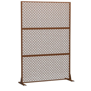 HomeRoots 72" Brown Steel Three-Panel Room Divider - Modern Privacy Screen for Stylish Spaces & Light Flow 562821