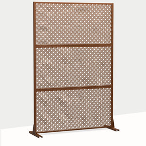 HomeRoots 72" Brown Steel Three-Panel Room Divider - Modern Privacy Screen for Stylish Spaces & Light Flow 562821
