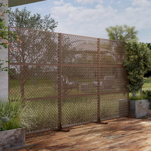 HomeRoots 72" Brown Steel Three-Panel Room Divider - Modern Privacy Screen for Stylish Spaces & Light Flow 562821