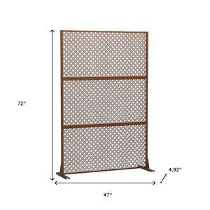 HomeRoots 72" Brown Steel Three-Panel Room Divider - Modern Privacy Screen for Stylish Spaces & Light Flow 562821