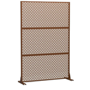 HomeRoots 72" Brown Steel Three-Panel Room Divider - Modern Privacy Screen for Stylish Spaces & Light Flow 562821