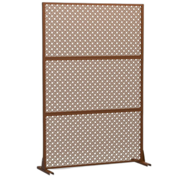 HomeRoots 72" Brown Steel Three-Panel Room Divider - Modern Privacy Screen for Stylish Spaces & Light Flow 562821