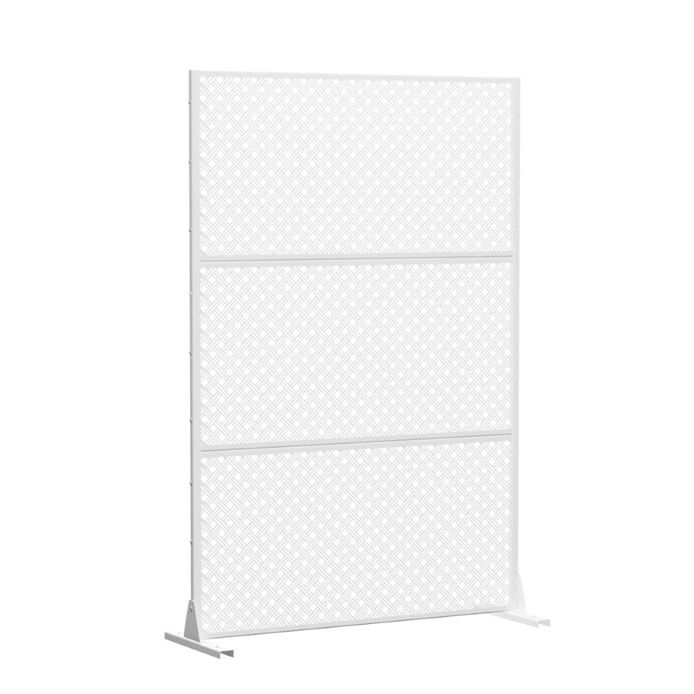 HomeRoots 72" White Steel Three-Panel Room Divider – Modern, Versatile Privacy Screen for Home or Office Use 562822