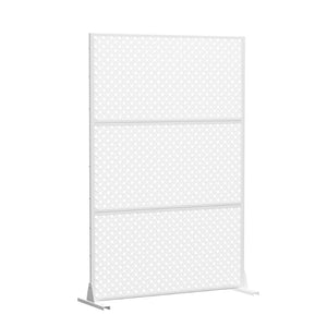 HomeRoots 72" White Steel Three-Panel Room Divider – Modern, Versatile Privacy Screen for Home or Office Use 562822