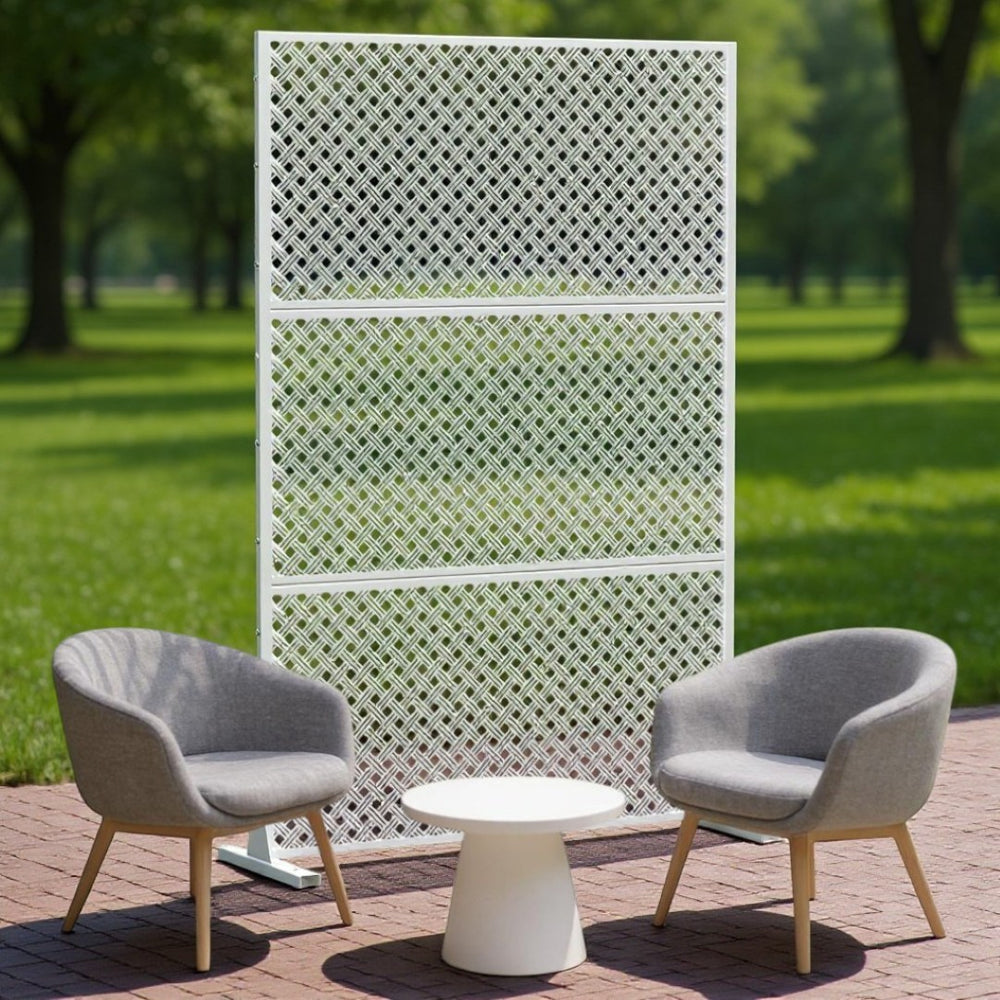 HomeRoots 72" White Steel Three-Panel Room Divider – Modern, Versatile Privacy Screen for Home or Office Use 562822
