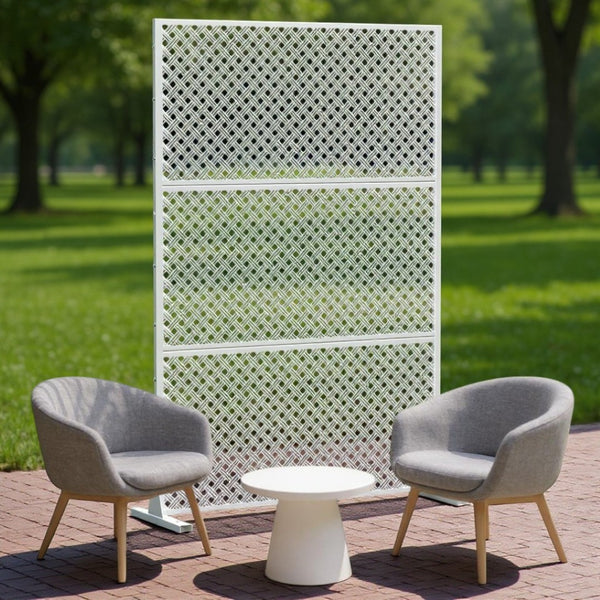HomeRoots 72" White Steel Three-Panel Room Divider – Modern, Versatile Privacy Screen for Home or Office Use 562822