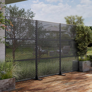 HomeRoots 72" Black Steel Three-Panel Room Divider - Modern Industrial Design for Versatile Space Separation 562823