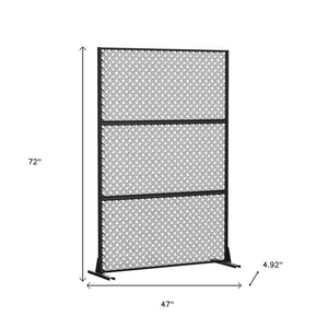 HomeRoots 72" Black Steel Three-Panel Room Divider - Modern Industrial Design for Versatile Space Separation 562823