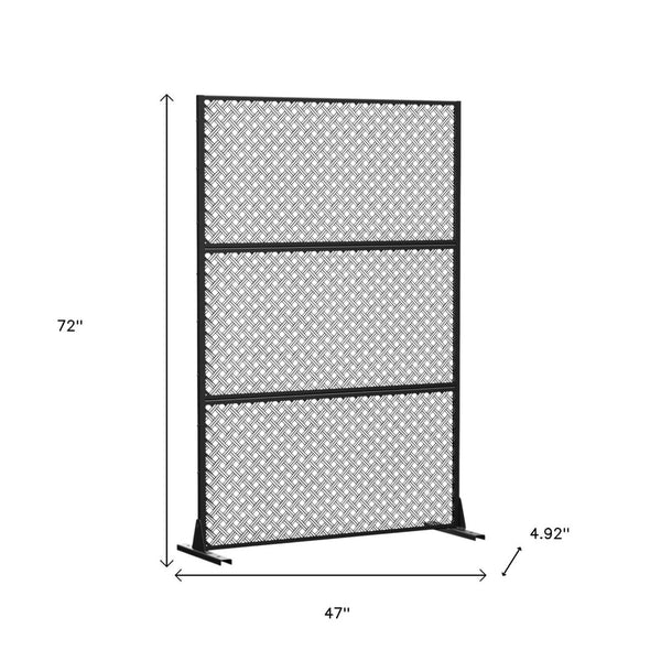 HomeRoots 72" Black Steel Three-Panel Room Divider - Modern Industrial Design for Versatile Space Separation 562823