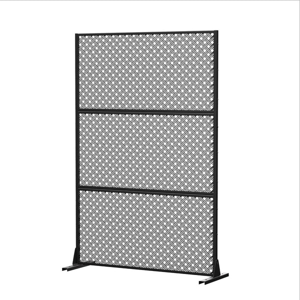 HomeRoots 72" Black Steel Three-Panel Room Divider - Modern Industrial Design for Versatile Space Separation 562823