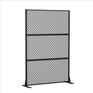 HomeRoots 72" Black Steel Three-Panel Room Divider - Modern Industrial Design for Versatile Space Separation 562823