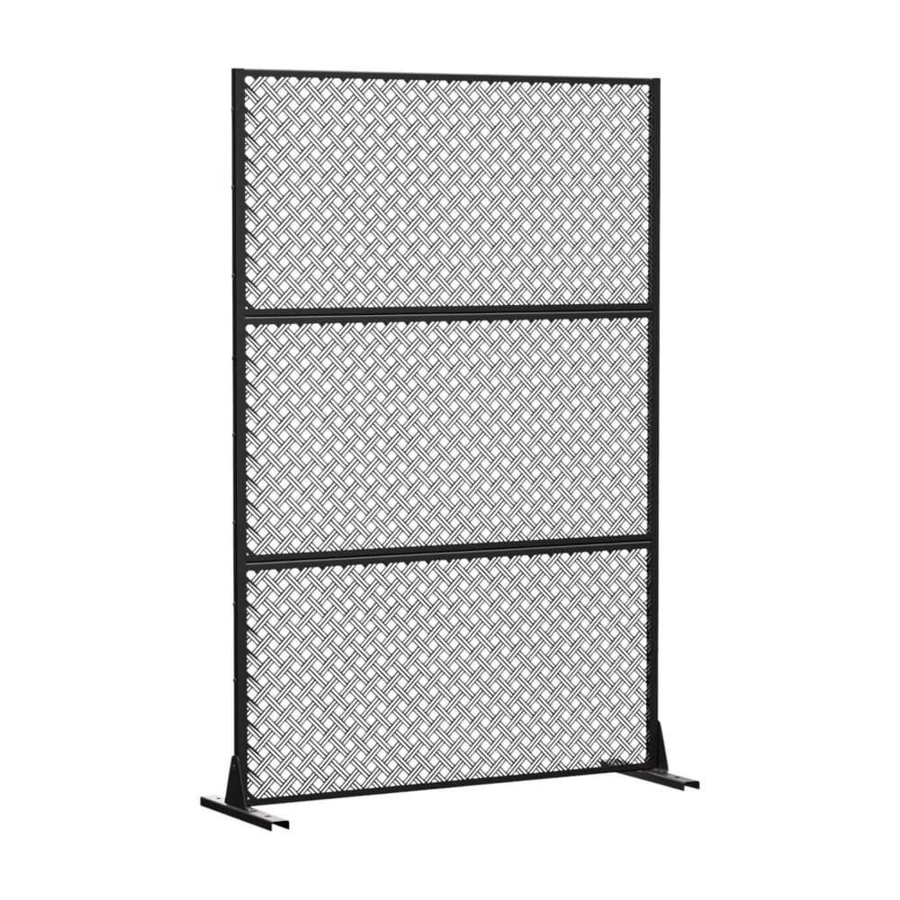 HomeRoots 72" Black Steel Three-Panel Room Divider - Modern Industrial Design for Versatile Space Separation 562823