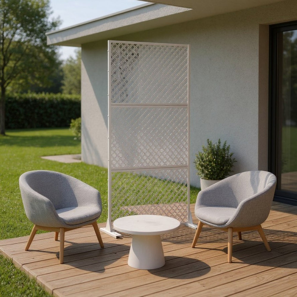 HomeRoots 72" Stylish White Steel Three-Panel Room Divider Screen for Modern Privacy & Versatile Spaces 562824