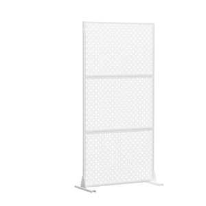 HomeRoots 72" Stylish White Steel Three-Panel Room Divider Screen for Modern Privacy & Versatile Spaces 562824
