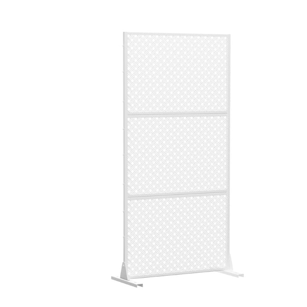 HomeRoots 72" Stylish White Steel Three-Panel Room Divider Screen for Modern Privacy & Versatile Spaces 562824