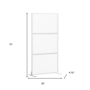 HomeRoots 72" Stylish White Steel Three-Panel Room Divider Screen for Modern Privacy & Versatile Spaces 562824