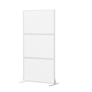 HomeRoots 72" Stylish White Steel Three-Panel Room Divider Screen for Modern Privacy & Versatile Spaces 562824