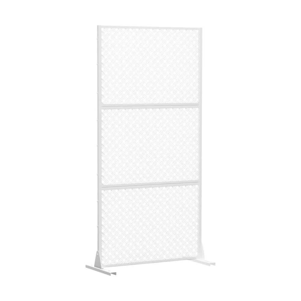 HomeRoots 72" Stylish White Steel Three-Panel Room Divider Screen for Modern Privacy & Versatile Spaces 562824