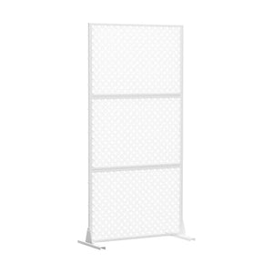 HomeRoots 72" Stylish White Steel Three-Panel Room Divider Screen for Modern Privacy & Versatile Spaces 562824