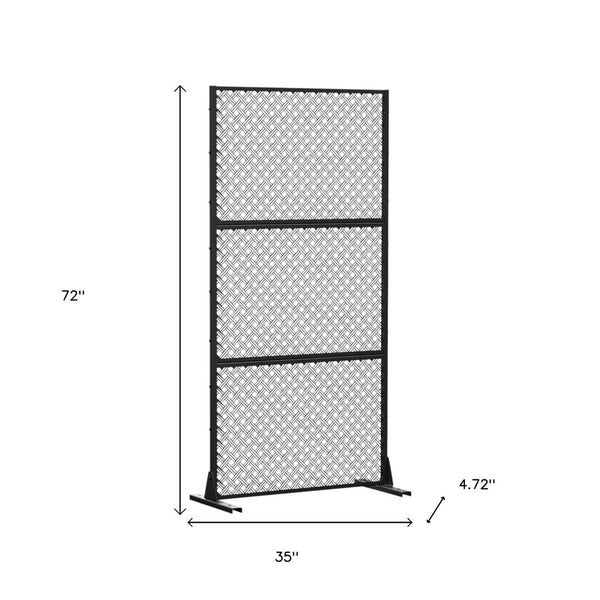 HomeRoots 72" Black Steel Three-Panel Room Divider Screen for Modern Privacy & Stylish Space Solutions 562825