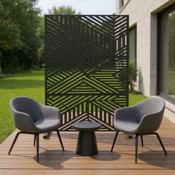 HomeRoots 72" Black Steel Three-Panel Room Divider Screen - Modern Design for Stylish Space Separation 562828