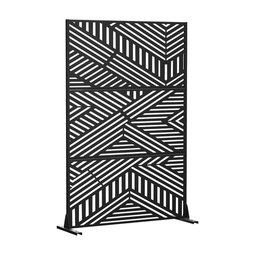 HomeRoots 72" Black Steel Three-Panel Room Divider Screen - Modern Design for Stylish Space Separation 562828