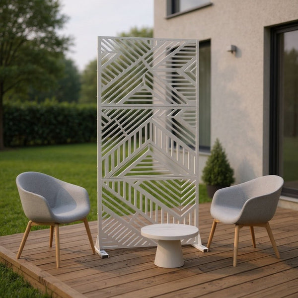 HomeRoots 72" White Steel Three-Panel Room Divider - Modern Privacy Screen for Home, Office, and Studio Use 562829