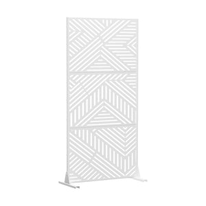 HomeRoots 72" White Steel Three-Panel Room Divider - Modern Privacy Screen for Home, Office, and Studio Use 562829