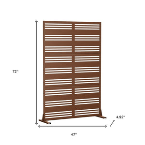HomeRoots 72" Brown Steel Three-Panel Screen Divider - Elegant, Durable Design for Privacy and Light Control 562831