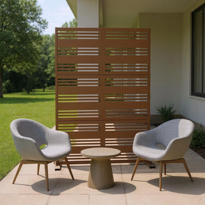 HomeRoots 72" Brown Steel Three-Panel Screen Divider - Elegant, Durable Design for Privacy and Light Control 562831