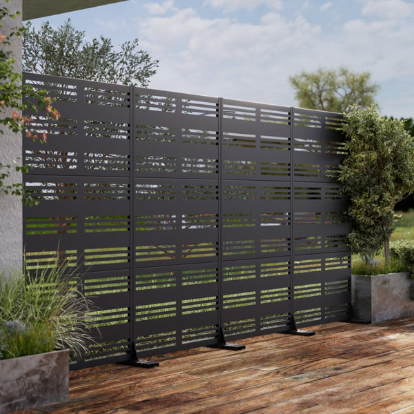 HomeRoots 72" Modern Black Steel Three-Panel Room Divider Screen - Stylish Privacy Solution for Any Space 562833