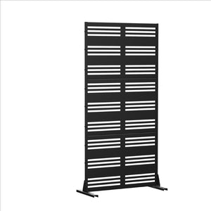 HomeRoots 72" Modern Black Steel Three-Panel Room Divider Screen - Stylish Privacy Solution for Any Space 562833
