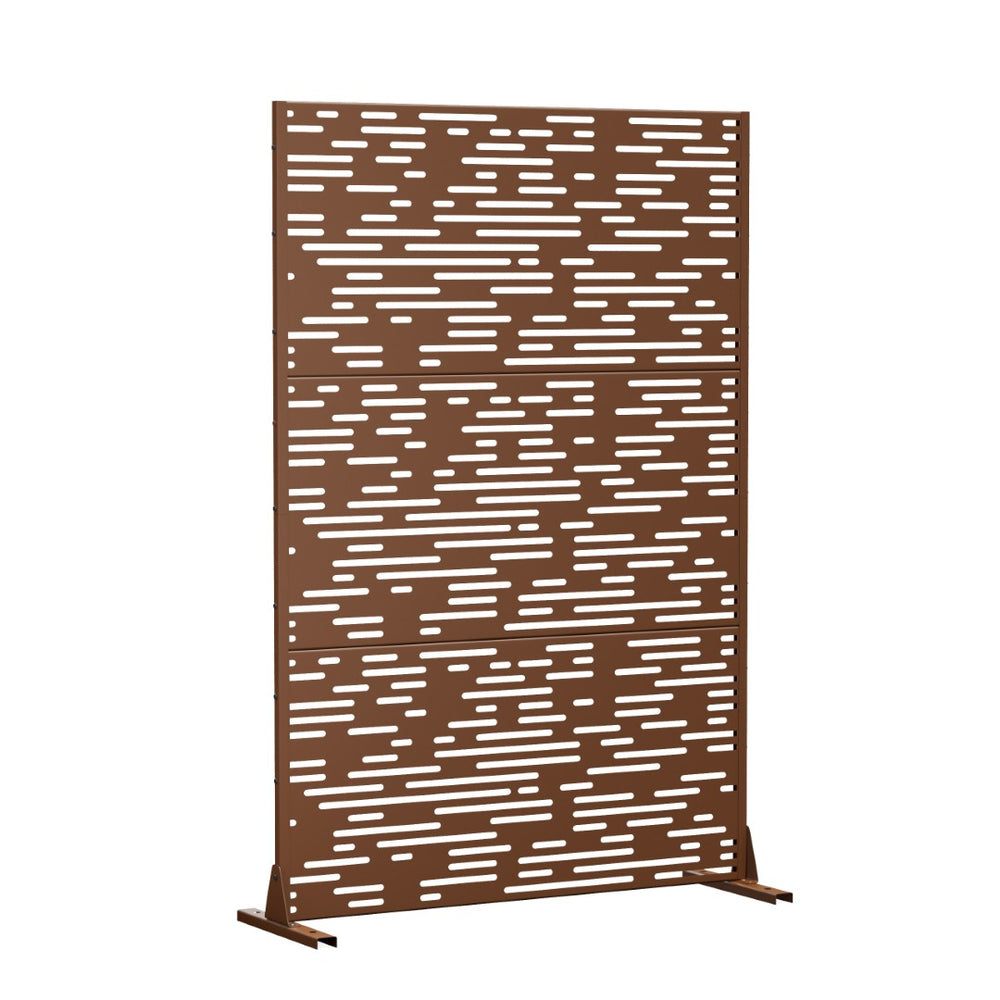 HomeRoots 72" Brown Steel Three-Panel Room Divider Screen - Stylish, Durable Privacy Solution for Any Space 562834
