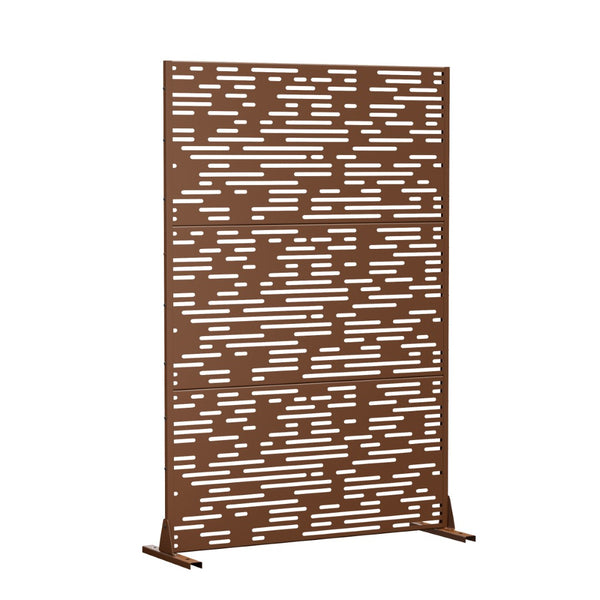 HomeRoots 72" Brown Steel Three-Panel Room Divider Screen - Stylish, Durable Privacy Solution for Any Space 562834